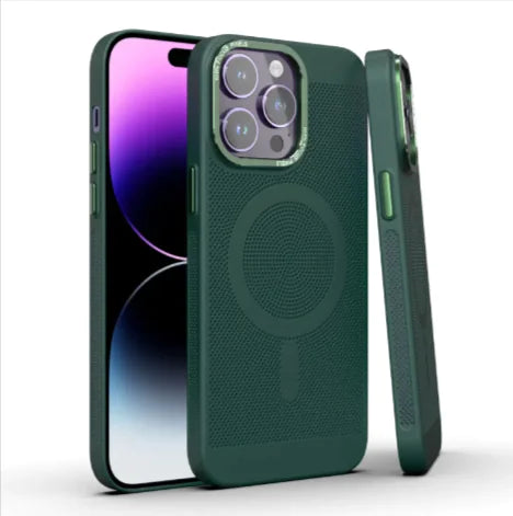 Grid-Pattern Magnetic Heat Dissipation Phone Case – Dark Purple